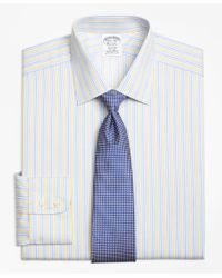 Brooks Brothers White Regent Fitted Dress Shirt, Non-iron Sidewheeler Stripe for men
