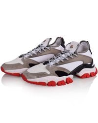 Moncler Suede White/red Trevor Scarpa Trainers for Men - Lyst