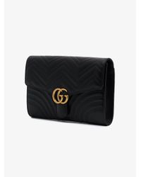 Gucci Black Gg Marmont Matelassé Clutch