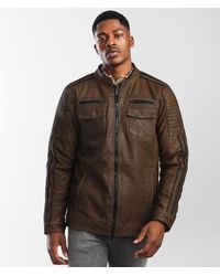 BKE Distressed Faux Leather Jacket in 