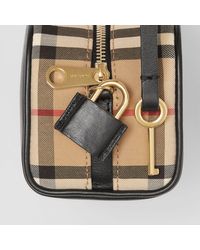 Burberry Micro Leather And Vintage Check Cube Bag in Black | Lyst