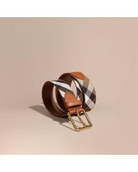 burberry house check and leather belt