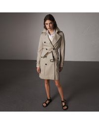 Burberry Cotton The Kensington – Long Heritage Trench Coat Stone - Lyst