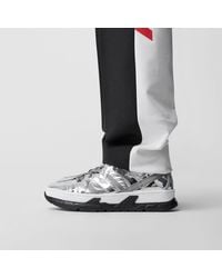 burberry metallic leather and nylon union sneakers