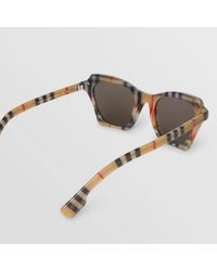 vintage check detail butterfly frame sunglasses