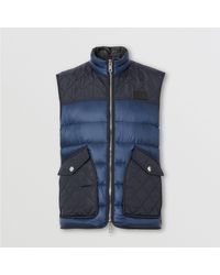 Burberry Synthetic Logo Appliqué Lightweight Puffer Gilet in Blue 