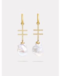 BY PARIAH Natural Double Crossing Pearl Earrings
