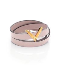 Valentino | Pink Viva V Leather Wrap Bracelet | Lyst