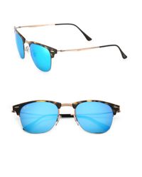 Ray-Ban | Blue Half-rim Square 51mm Sunglasses | Lyst