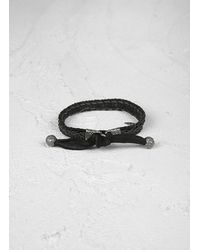 John Varvatos | Black Braided Leather Bracelet with Silver Detail for Men | Lyst