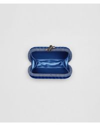 Bottega Veneta Blue Knot Clutch In Electrique Intreccio Impero, Ayers Details
