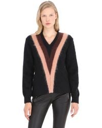 COACH | Purple Color Block Mohair Blend V Neck Sweater | Lyst
