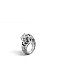 John Hardy | Blue Legends Macan Double Head Bypass Ring, Silver With Diamonds | Lyst