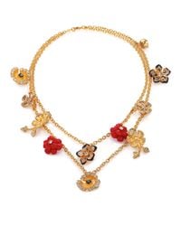 Alexander McQueen | Metallic Mixed Flower Charm Necklace | Lyst