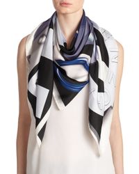 KENZO | White Trompe L'Oeil Silk Scarf | Lyst