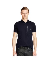 Ralph Lauren Black Label | Blue Moto-pocket Polo for Men | Lyst