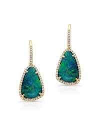 Anne Sisteron - Blue 14kt Yellow Gold Organic Opal Diamond Earrings - Lyst