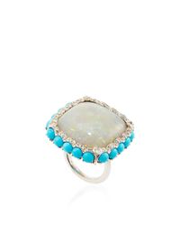 Nina Runsdorf | Multicolor 18K White Gold White Opal Ring With Turquoise | Lyst