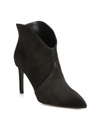 Saint Laurent | Black Pointed-Toe Suede Ankle Boots | Lyst