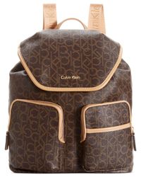 calvin klein hudson monogram backpack brown
