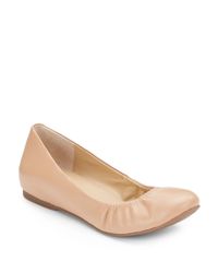Saks Fifth Avenue Hidden Wedge Leather Ballet Flats in Natural | Lyst