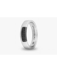 Tateossian - Engagement Ring In 18K White Gold With Black Diamonds for Men - Lyst
