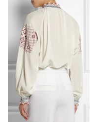 chine crepe vilshenko matin embroidered blouse silk