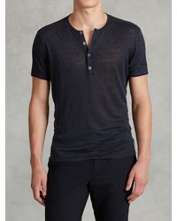 John Varvatos | Blue Jersey Trim Short Sleeve Henley for Men | Lyst