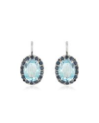 FORZIERI - Metallic 0.58 Ct Diamond Pave 18k Gold Earrings W/blue Topaz - Lyst