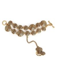Oscar de la Renta | Metallic Swirl Gold Plated Finger Bracelet | Lyst