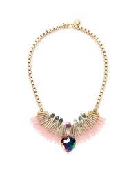 Scho | Pink Electroplate Crystal Fan Necklace | Lyst