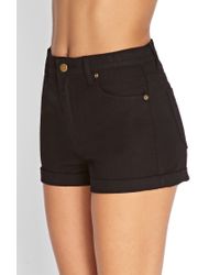 black cuffed denim shorts
