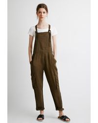 olive green linen overalls