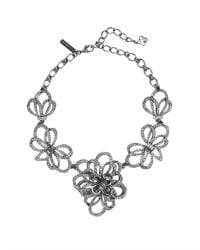 Oscar de la Renta | Gray Pave Bow Necklace | Lyst