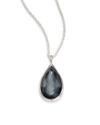 Ippolita | Metallic Rock Candy Hematite, Clear Quartz & Sterling Silver Doublet Pear Pendant Necklace | Lyst