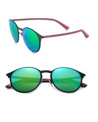 Gucci | Black Mirrored Lens 52mm Round Sunglasses | Lyst