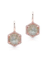 Anne Sisteron | Metallic 14kt Rose Gold Labradorite Diamond Hexagon Dangle Earrings | Lyst