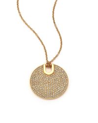 Michael Kors | Metallic Cityscape Disc Pavé Pendant Necklace | Lyst