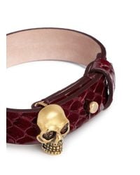 Alexander McQueen | Red Skull Snakeskin Bracelet | Lyst