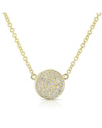 Anne Sisteron - 14kt Yellow Gold Diamond Small Disc Necklace - Lyst
