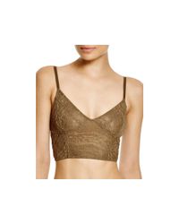 Free People | Brown Lace Cropped Bustier Bra | Lyst