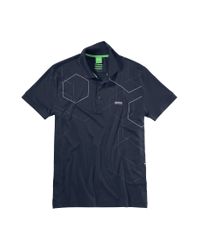 BOSS Green Blue Slim-Fit Golf Polo Shirt 'Parsof' With Polygiene Stay Fresh Technology for men