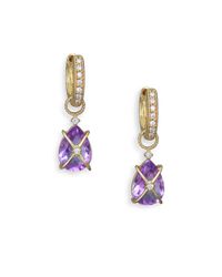 Jude Frances | Purple Classic Lavender Amethyst, Diamond & 18k Yellow Gold Wrapped Pear Earring Charms | Lyst