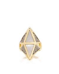 Noor Fares | Metallic Nellum Ring In White Mother Of Pearl | Lyst