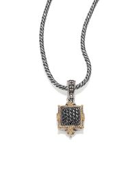 Konstantino | Metallic Asteri Black Diamond, 18k Yellow Gold & Sterling Silver Square Pendant | Lyst