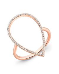 Anne Sisteron - Pink 14kt Rose Gold Diamond Open Pear Ring - Lyst