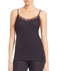 Hanro | Black Woolen Silk Lace-trim Camisole | Lyst