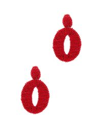 Oscar de la Renta | Red Oscar O Beaded Earrings | Lyst