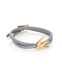 McQ | Gray Leather Mini Doublewrap Swallow Bracelet | Lyst