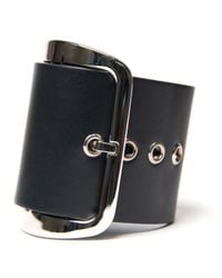 Givenchy | Black Leather Buckle Chunky Bracelet | Lyst